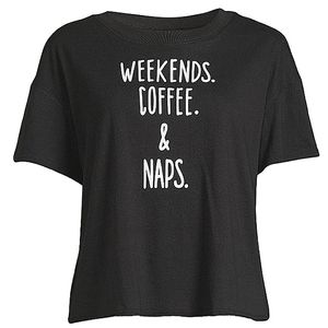 Black T-Shirt Relaxed Fit Soft Sleep Tee Drop Shoulder Crop Comfy Black Plus Sz